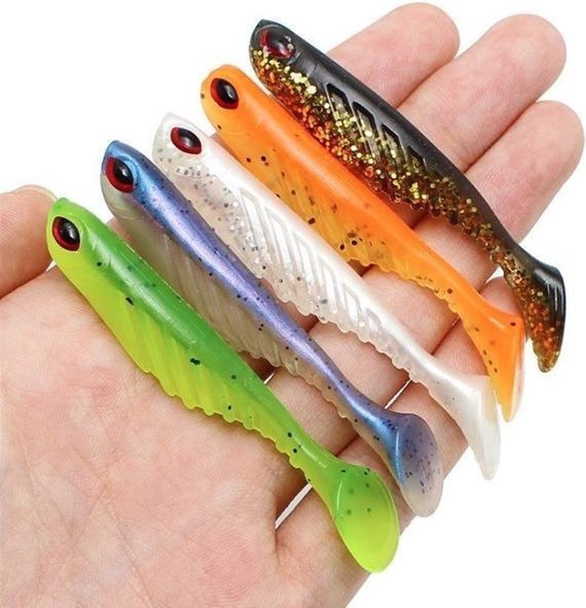 RubberBaits Pro Rippled Soft Shad (5 PACK) - Roofvis Kunstaas - Snoek, Baars en Snoekbaars - Hengels