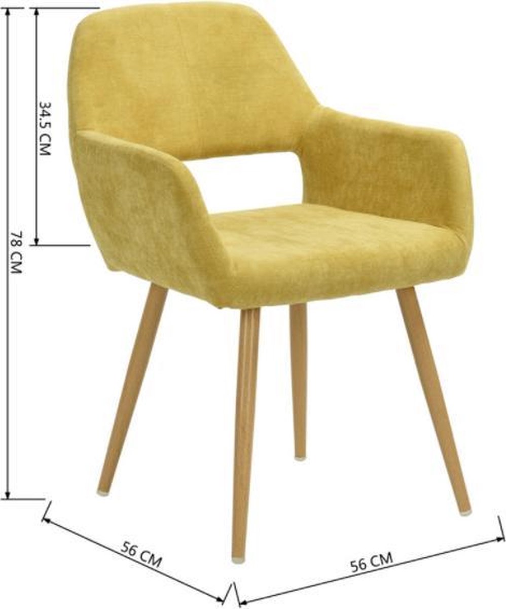 Evella Living Stoelen Eetkamerstoelen Hout Stof Geel