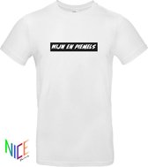 Wit uni shirt met de tekst wijn en piemels maat XXL