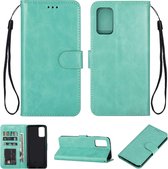 Hoesje geschikt voor iPhone 12 Mini - Bookcase - Pasjeshouder - Portemonnee - Koord - Kunstleer - Turquoise