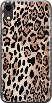 iPhone XR hoesje siliconen - Luipaard print bruin | Apple iPhone XR case | TPU backcover transparant