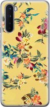 OnePlus Nord hoesje siliconen - Floral days | OnePlus Nord case | geel | TPU backcover transparant