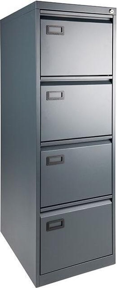 ABC Kantoormeubelen Stalen hangmapkasten dossierkast 4-laden Aluminium Aluminium (RAL9006)