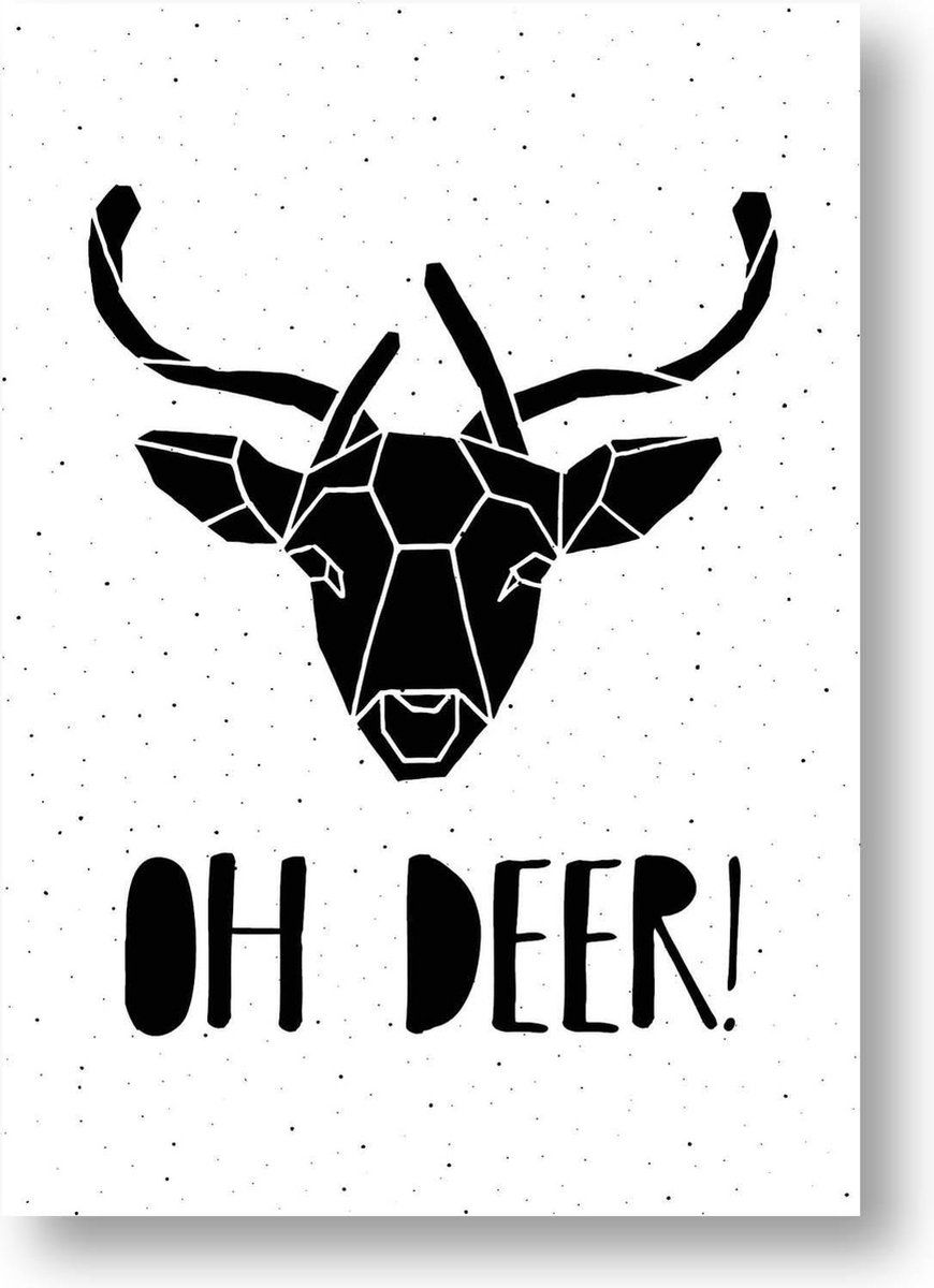 MOODZ design Kerst poster A4 | Zwart-wit | Oh deer | Kerstmis | MOODZ design