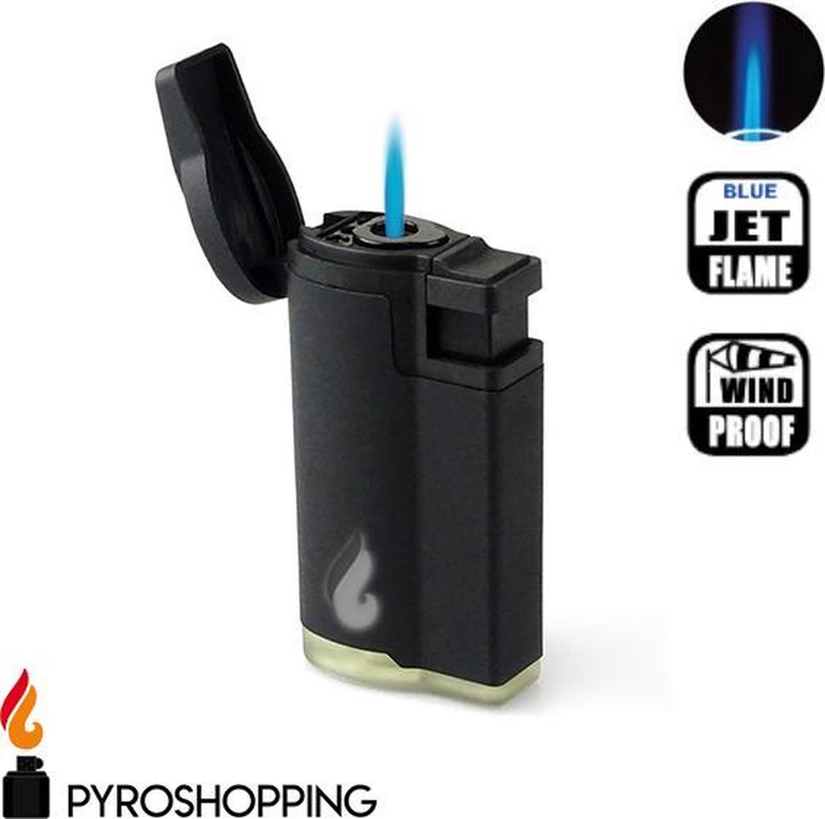 Pyroshopping Blackline stormaansteker rubber hervulbare gasaansteker zwart - Pyroshopping.nl