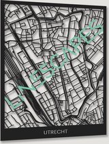 Utrecht - Houten Kaart Stad 40x30cm - Zwart Hout - Plattegrond - Stadskaart - Prent - Print - City Map - Landkaart - Stad - Wijk