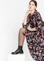 LOLALIZA Maxi jurk met bloemen en driekwartsmouw - Zwart - Maat 34