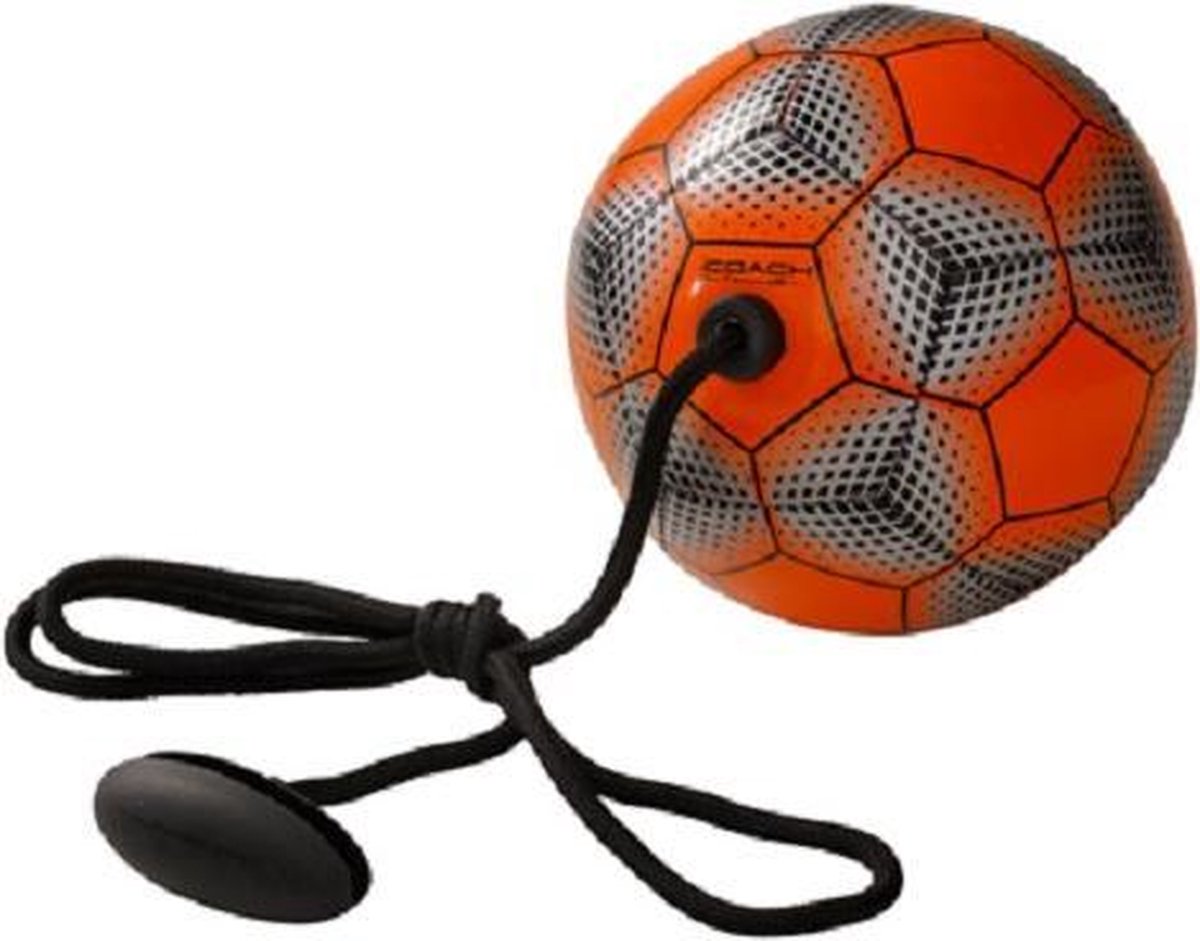 Icoach mini voetbal aan koord - oranje/grijs/zwart