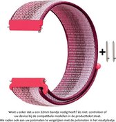 22mm Bessen-rood Gestreept Nylon Horloge Bandje voor (zie compatibele modellen) Samsung, LG, Asus, Pebble, Huawei, Cookoo, Vostok en Vector - klittenbandsluiting – Berry red stripe