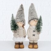 Boltze Home Decoratieve beeld van kind met kerstboom - kerst - kerstbeeldje - kerst decoratie - kerst versiering - deco - 23,5cm