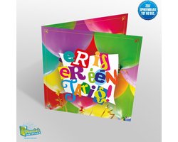 Muziekwenskaart - Er is er een jarig – zelf opneembaar – 60 seconden – 21x21cm – hoge kwaliteit – inclusief envelop