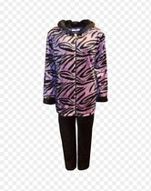 Dames fleece huispak met zakken rits en capuchon M  grijs/zwart