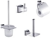 Ensemble d'accessoires de toilette 4 pièces Mawialux | Carré | Chrome | ML-ACSET-CH