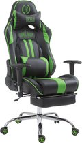 Bureaustoel - Game stoel - Voetensteun - In hoogte verstelbaar - Kunstleer - Groen/zwart - 70x135x135 cm