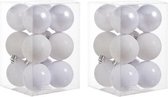 24x Witte kunststof kerstballen 6 cm - Mat/glans - Onbreekbare plastic kerstballen - Kerstboomversiering wit