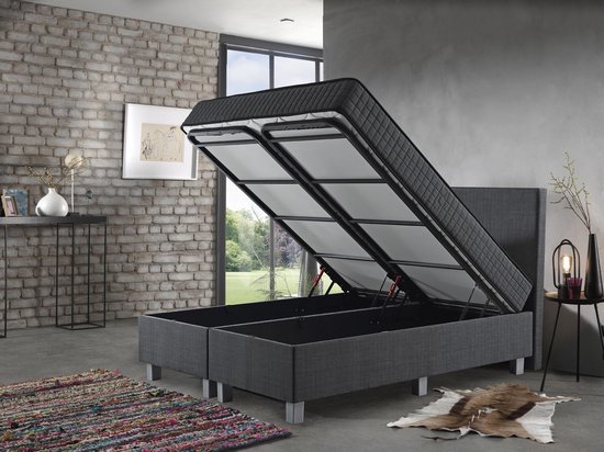 Dreamhouse® Space Boxspring met Opbergruimte – Bed - 140 x 200 cm -  Antraciet | bol.com