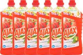 Ajax Allesreiniger - Rode Bloemen - Met essentiële oliën - 24U Natuurlijke frisheid - 6 x 1,25l - Voordeelverpakking