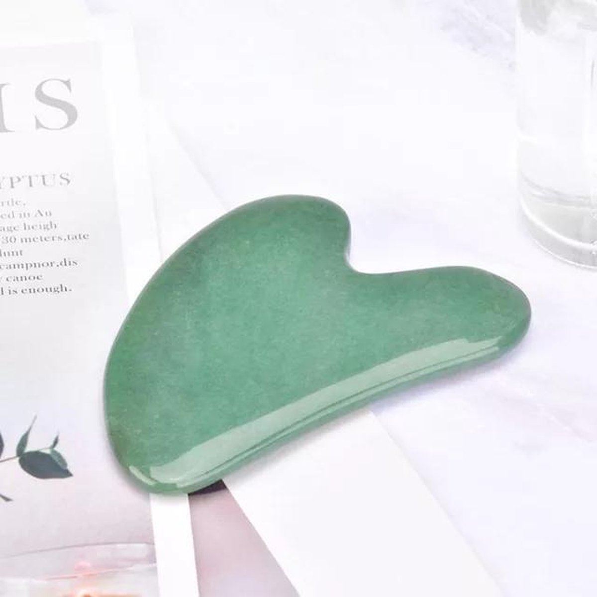 Goedkoopste LOUZIR Premium GuaSha gezichtstool- Groen Quartz Roller- gezicht schraper- 100 Natuurlijke Steen