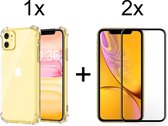 iPhone 11 hoesje transparant case shock proof - Full Cover - 2x iPhone 11 Screenprotector