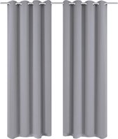 Gordijnen grijs 135x175 cm 2 stuks (Incl LW led klok) - gordijn raambekleding - gordijnen kant en klaar met haakjes ringen - Verduisterende gordijnen met ringen