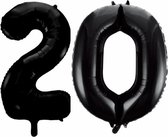 Folieballon 20 jaar zwart 86cm