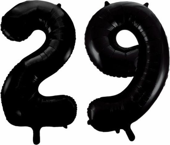 Folieballon 29 jaar zwart 41cm