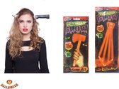 Halloween set - Tiara - Hakbijl - Axe - Stropdas - Glow Break Sticks - Oranje - Set van 3 - Horror - Verkleden - Sinte Maarten - Licht