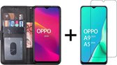 Oppo a5 2020 hoesje bookcase zwart - Oppo a5 2020 hoesje bookcase zwart wallet case book case hoes cover hoesjes - 1x Oppo A5 2020 screenprotector Screen Protector