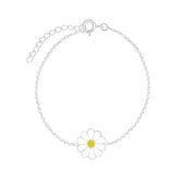 Joy|S - Zilveren Madeliefje bloem armband 14 cm + 3