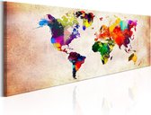 Artgeist World Map Colourful Ramble Canvas Schilderij - 150x50cm