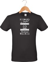 T-shirt unisex - zwart - Niemand is perfect - Auto -Motor - Bromfiets - naar keuze - maat M