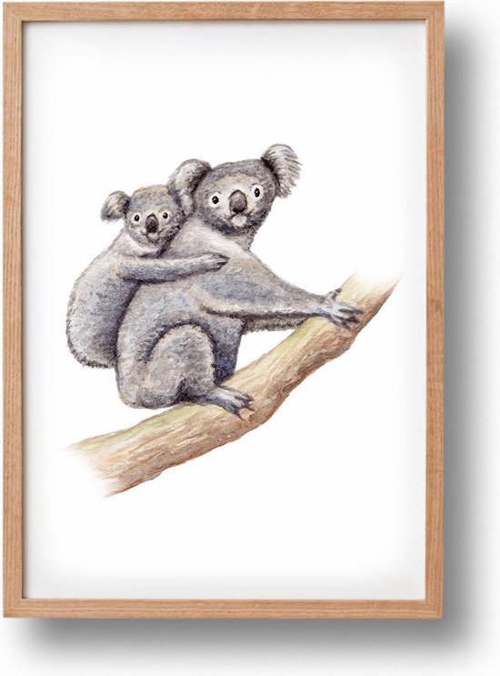 World of Mies poster koala - A4 - mooi dik papier - Snel verzonden! - tropisch - jungle - dieren in aquarel - geschilderd door Mies