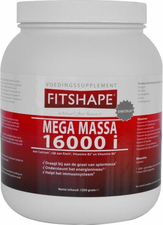 Fitshape Mega Massa Banaan - 1200 gram - Eiwitshake