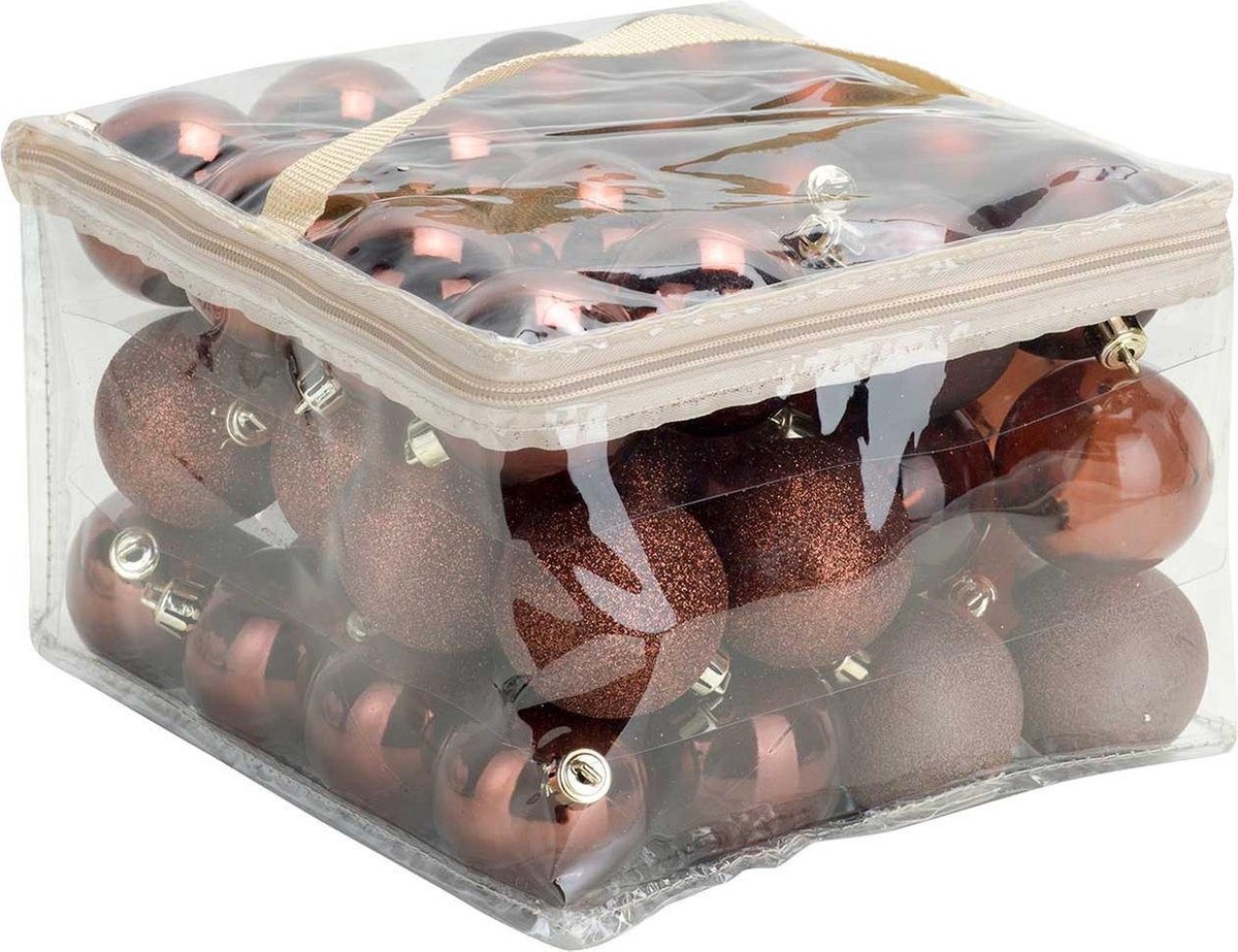 Set van 48 chocoladebruine kerstballen van Cosy&Trendy, Ø 6 cm.