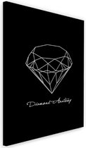 Schilderij , Anatomie van een Diamant , 2 maten, zwart wit , wanddecoratie