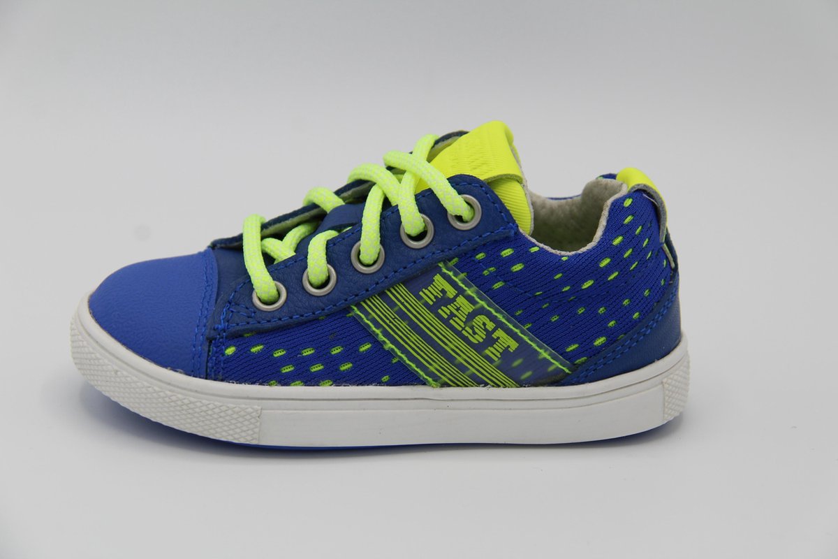 Track Style sneaker blauw lime accenten en lime veter- 3 5