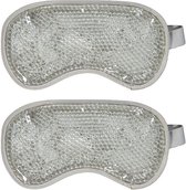 2x Gel oogmaskers/reismaskers wit 22 x 12 cm - Slaapmaskers met gel bolletjes - Koud en warm te gebruiken