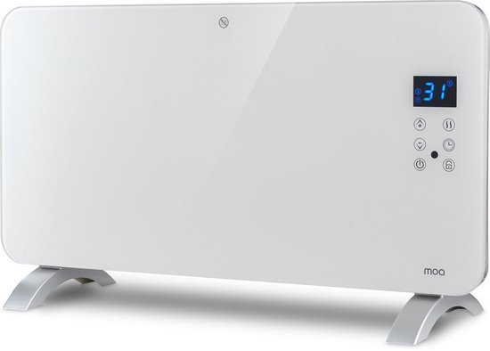 MOA Smart Glazen Paneelverwarmer met WiFi - Elektrische kachel - Convector kachel - Paneelverwarming - Portable Heater - Wit - MOAPH15W