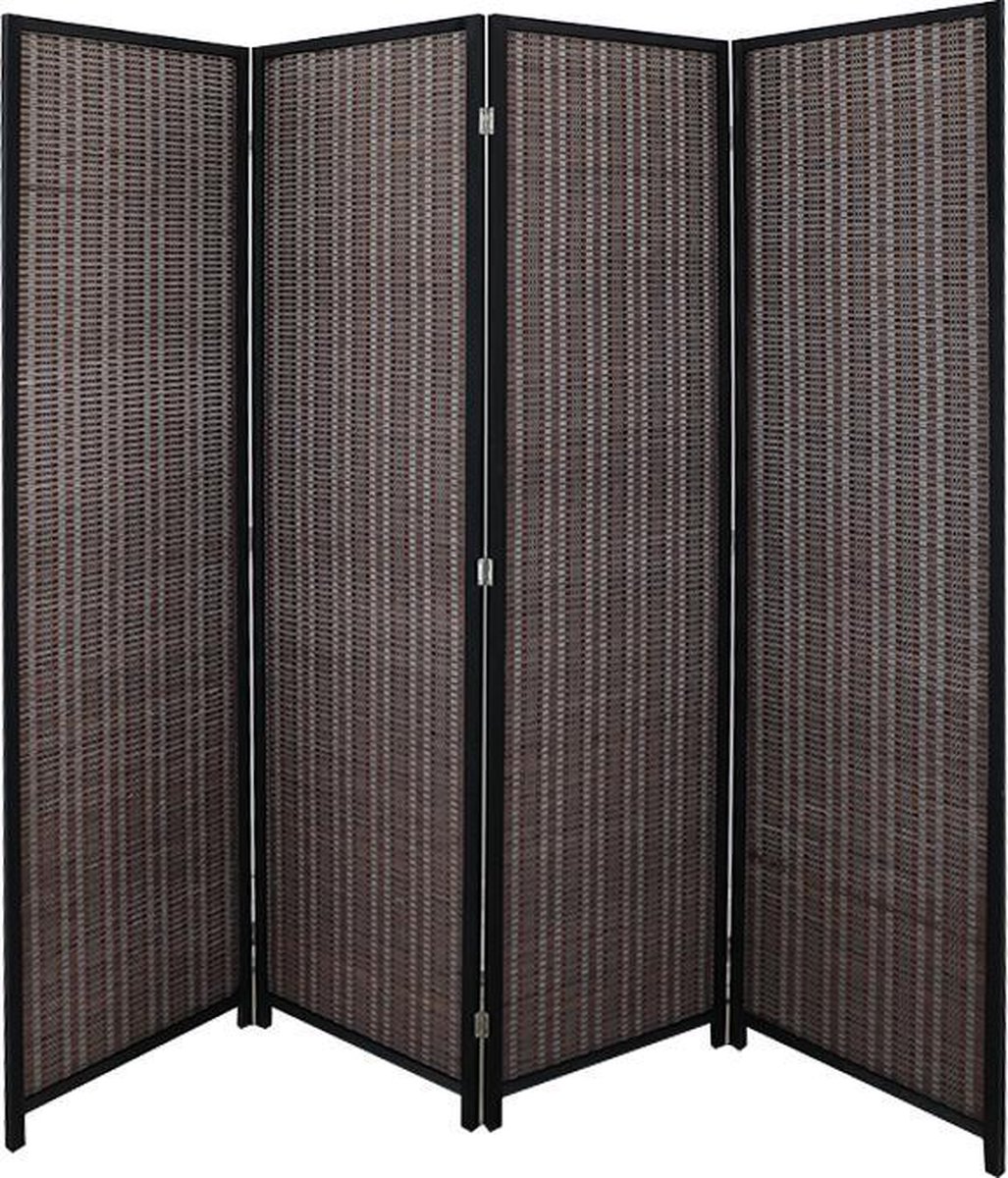 Kamerscherm donkerbruin bamboe - kamerschermen 4 panelen - scheidingswand 170x160cm kant en klaar