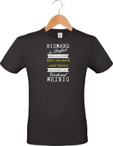 mijncadeautje - T-shirt unisex - zwart - Niemand is perfect - MERK NAAR KEUZE - maat M