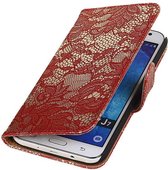 Wicked Narwal | Lace bookstyle / book case/ wallet case Hoes voor Samsung galaxy j7 2015 Rood