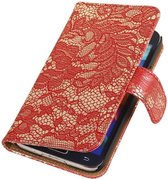 Wicked Narwal | Lace bookstyle / book case/ wallet case Hoes voor Samsung Galaxy Core II G355H Rood