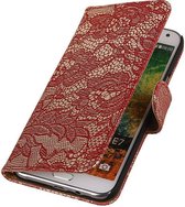 Wicked Narwal | Lace bookstyle / book case/ wallet case Hoes voor Samsung Galaxy E7 Rood