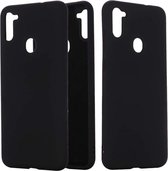 Siliconen back cover case - Geschikt voor Samsung Galaxy A11 hoesje - zwart