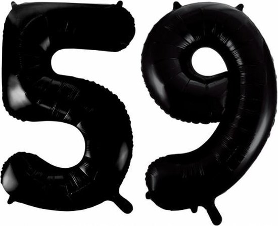 Folieballon 59 jaar zwart 86cm