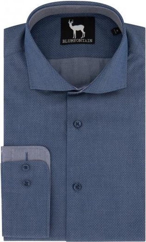 GENTS Blumfontain Overhemd Heren Volwassenen polkadot denim