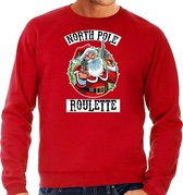 Grote maten foute Kerstsweater / Kersttrui Northpole roulette rood voor heren - Kerstkleding / Christmas outfit 4XL (60)