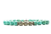 Beaddhism - Armband - Turquoise - Zilver - Lucky Dragon 3 - 8 mm - 17 cm