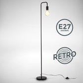 B.K.Licht - Industriële Vloerlamp - met 1 lichtpunt - voor binnen - voor woonkamer - zwarte staande lamp - staanlamp - metalen leeslamp - E27 fitting - excl. lichtbron