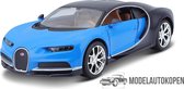 Bugatti Chiron 2017 (Blauw/Zwart) 1/24 Welly - Modelauto - Schaalmodel - Model auto - Miniatuurautos - Miniatuur auto